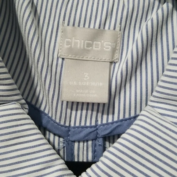 Chico's Striped Snap Blazer, Sz 3 - Picture 5 of 8
